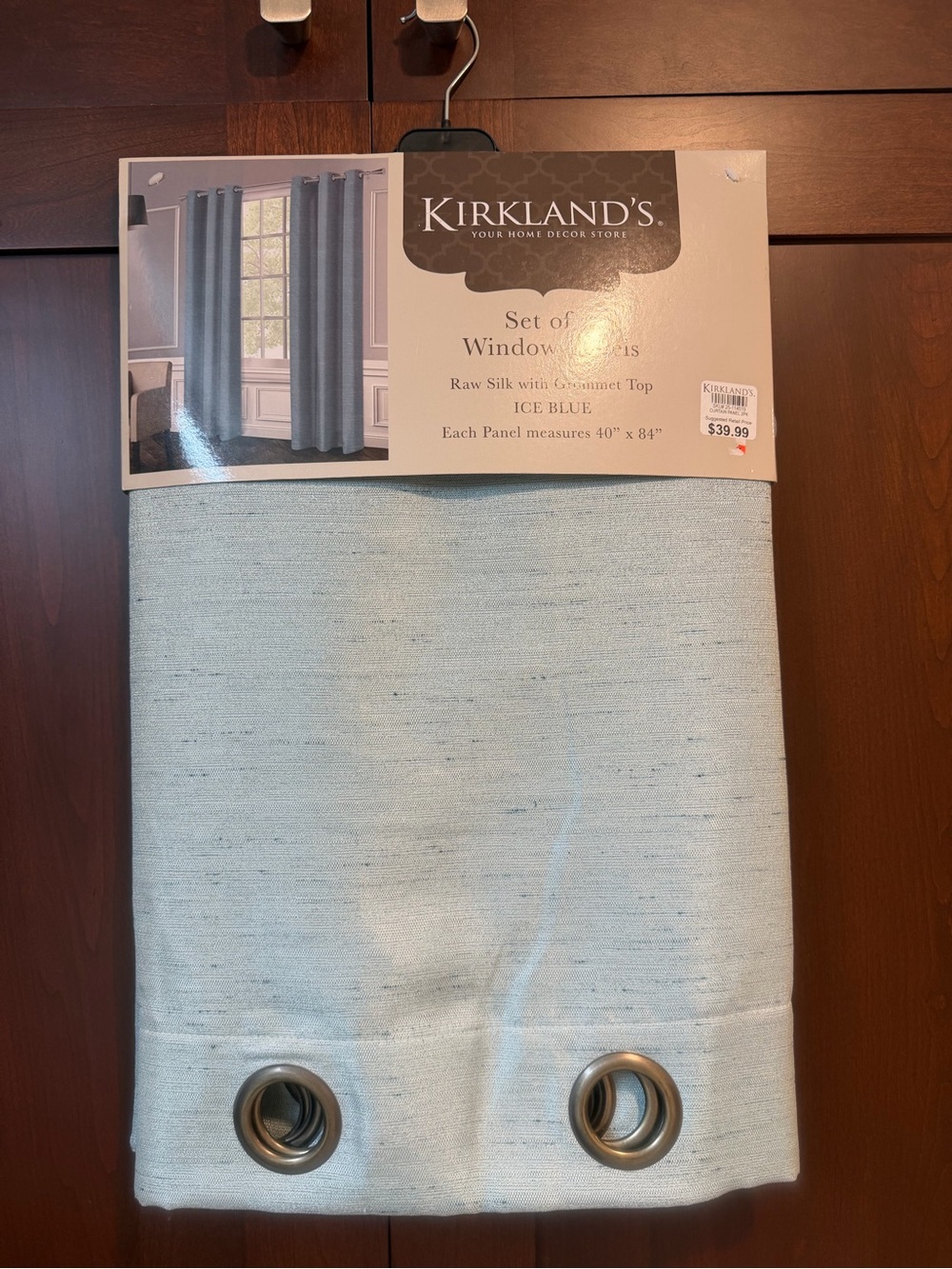 Kirkland's Ice Blue Raw Silk Grommet Window Panel Set - Light Blue